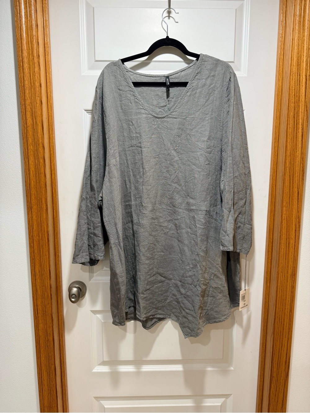 Light Gray Women's Tunic Top - Relaxed V-Neck